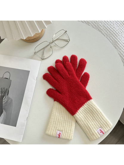 Gloving - Color Block Plush Finish Women's Winter Gloves