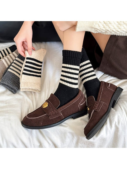 Rufia - Cozy Striped Mid-Calf Winter Socks