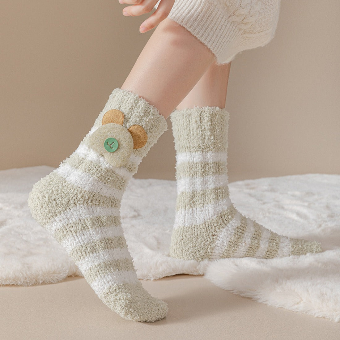 Rufia - Striped Cute Towel Socks