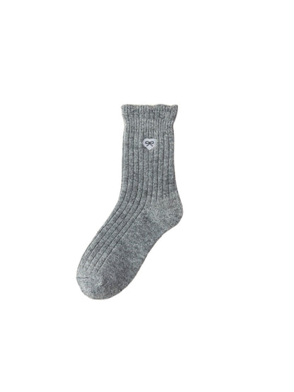 Rufia – Bow & Heart Embroidered Winter Socks