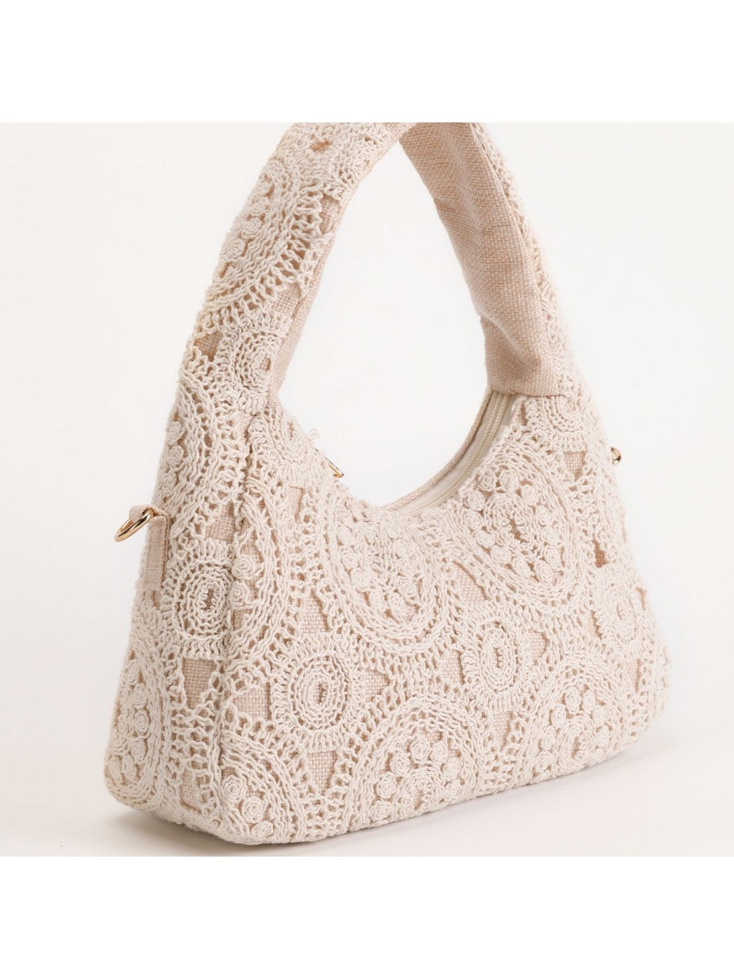 Cosbai - Beige Floral Woven Style Handbag