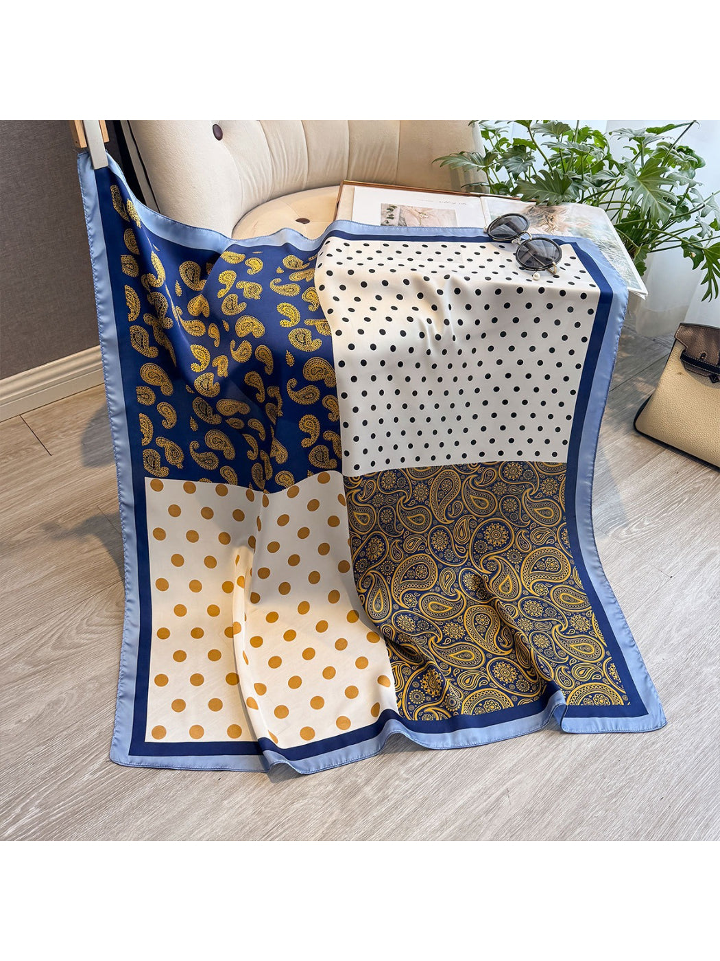 Scarvii - Patchwork Dot Paisley Print Scarf