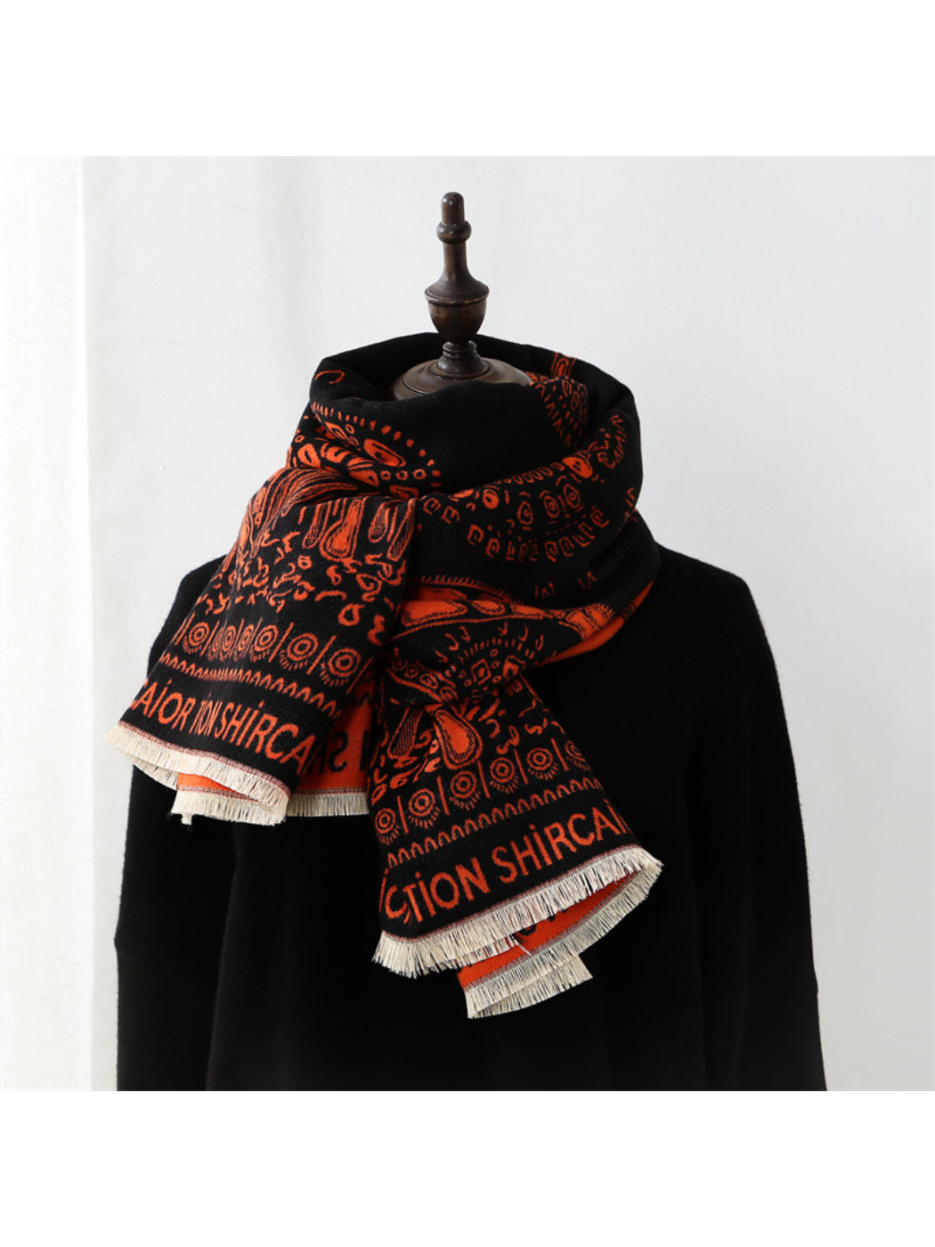 Scarvii - Reversible Graphic Fringe Winter Scarf