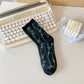 Rufia - Embossed Lavender Floral Mid-Calf Socks