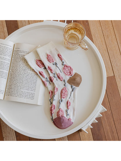 Rufia - Romantic Floral Pattern Cozy Crew Socks product image 4
