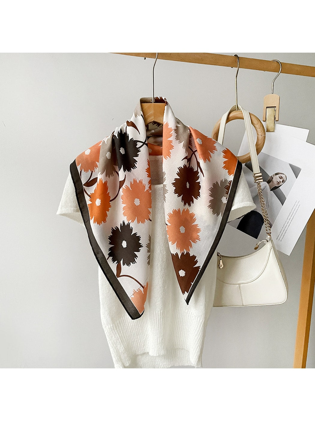 Scarvii - Fashion Floral Print Square Scarf