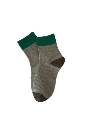Rufia - Two Tone Ribbed Colorblock Crew Socks