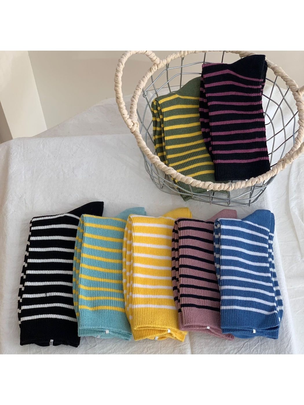 Rufia - Playful Striped Crew Socks