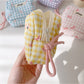 Cosbai - Small Plaid Makeup Pouch Square Bag