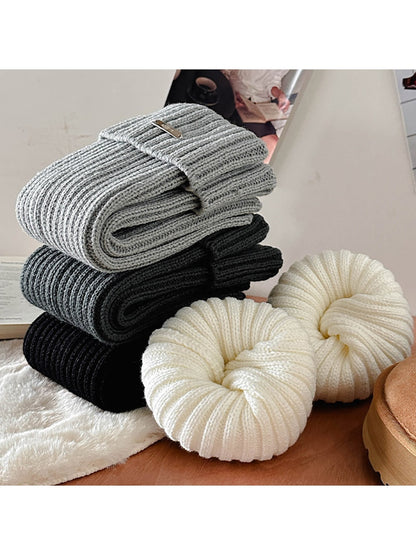 Cozyra - Ribbed Buckle Detail Slouch Leg Warmers