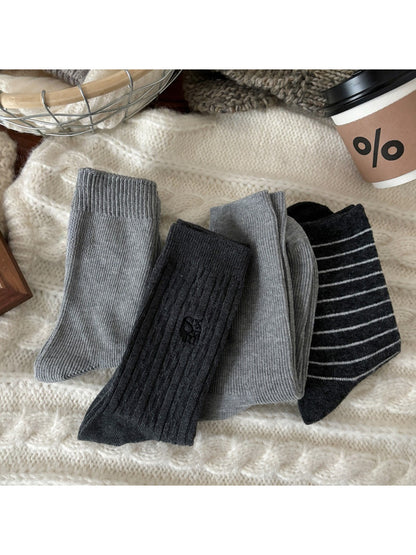 Rufia - Classic Ribbed Neutral Crew Socks