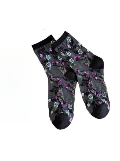 Rufia - Simple Flower Mid-Calf Socks - Chic & Sweet