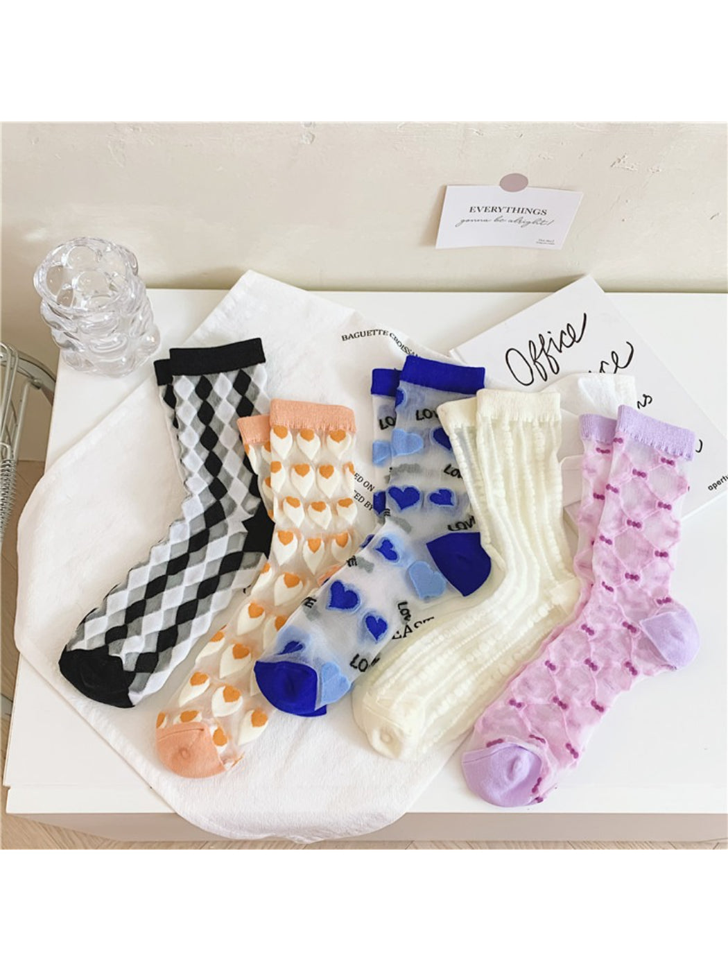 Rufia - Heart Pattern Sheer Socks