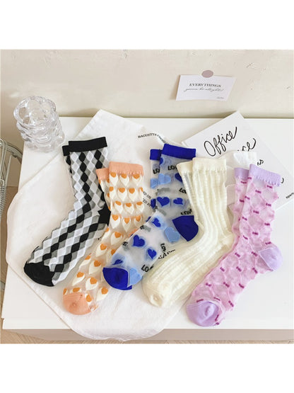 Rufia - Heart Pattern Sheer Socks