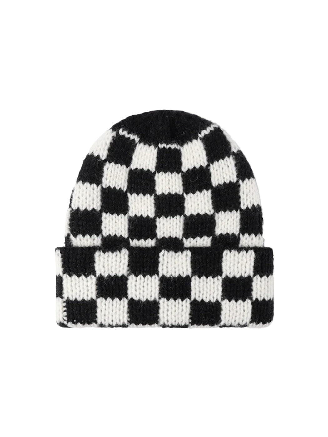 Haila - Checkerboard Knit Cuffed Beanie