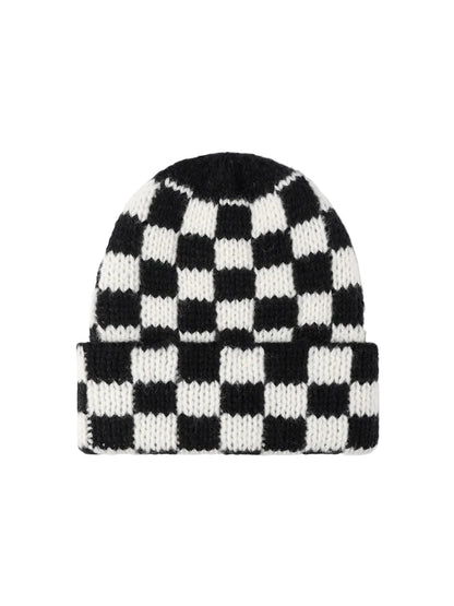 Haila - Checkerboard Knit Cuffed Beanie