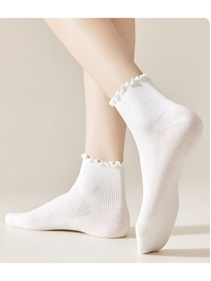 Rufia - Clean Ribbed Neutral Crew Socks