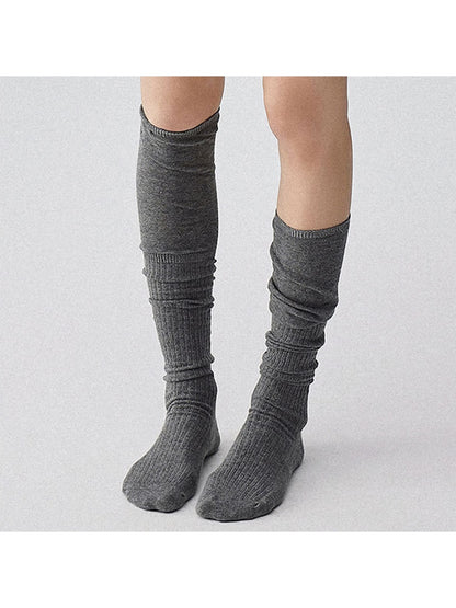 Rufia - Solid Color Textured Knee-High Socks