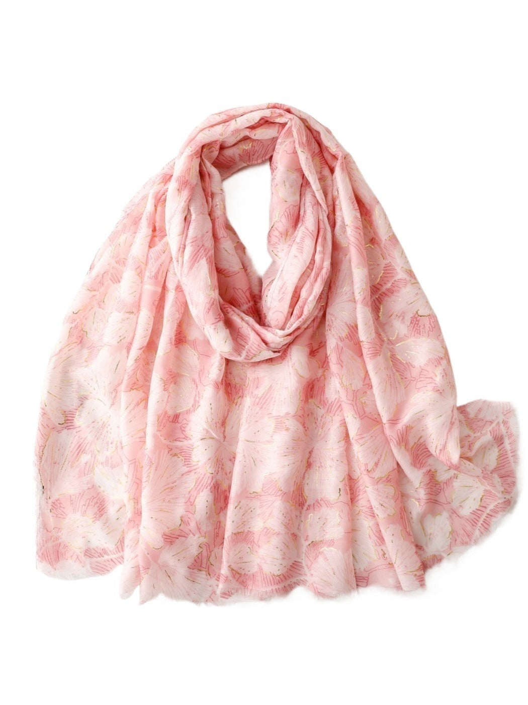 Scarvii - Gold Foil Scarf & Shawl with Floral Print