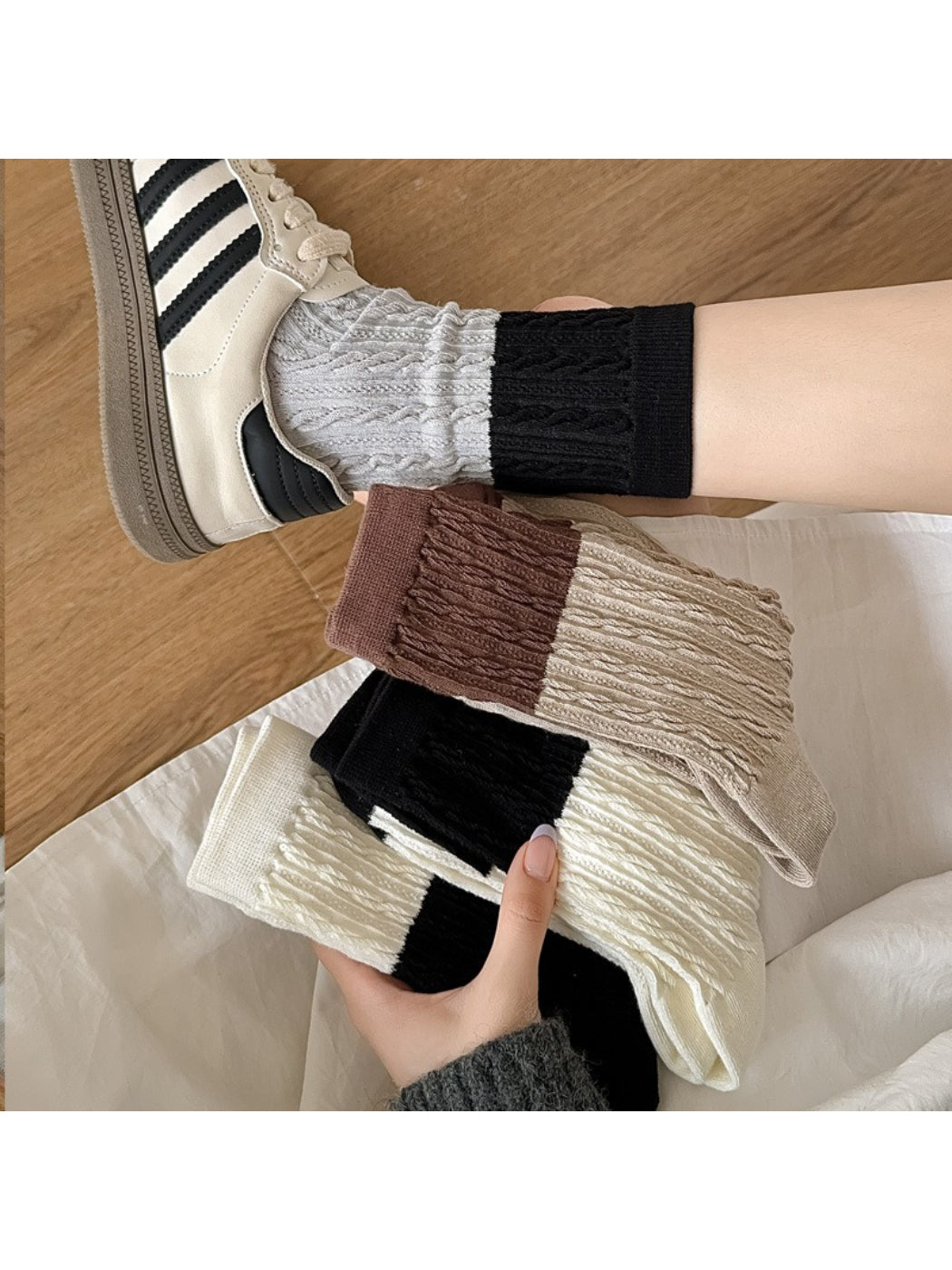 Rufia - Color Block Textured Crew Socks