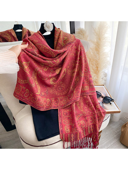 Scarvii - Elegant Paisley Fringe Scarf