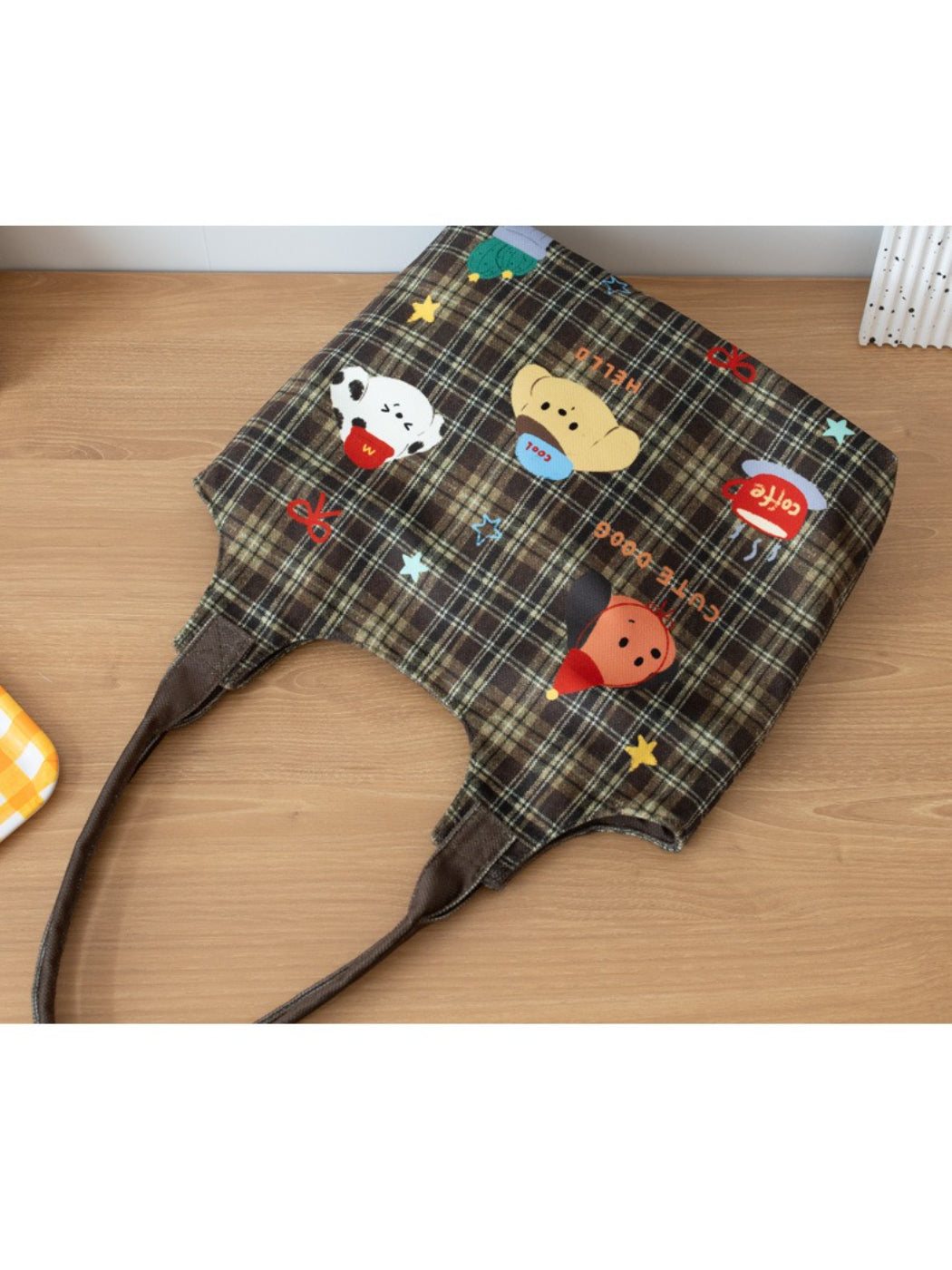 Cosbai - Plaid Puppy Friends Everyday Tote Bag