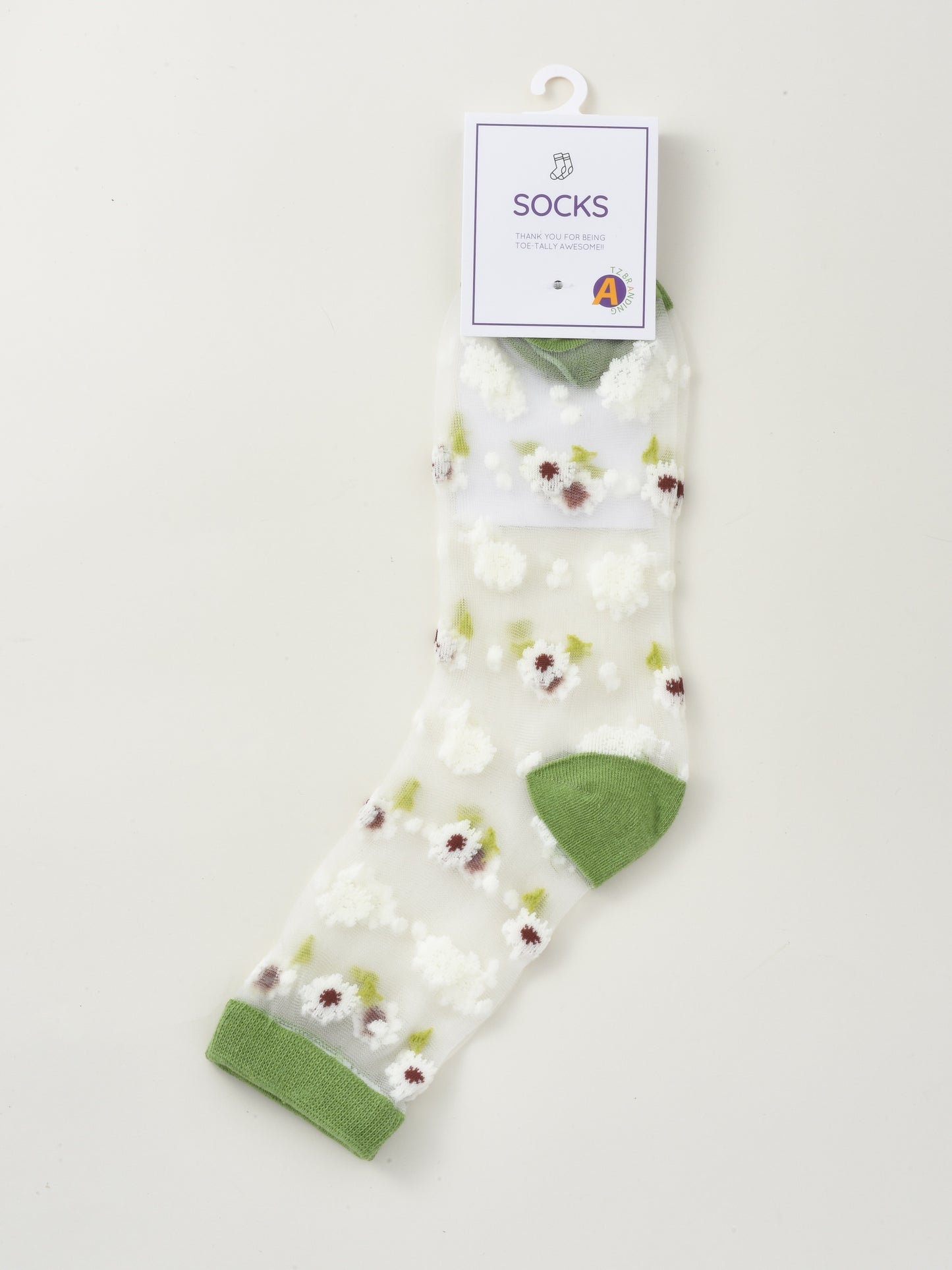 Rufia - Soft Floral Mesh Sheer Crew Socks