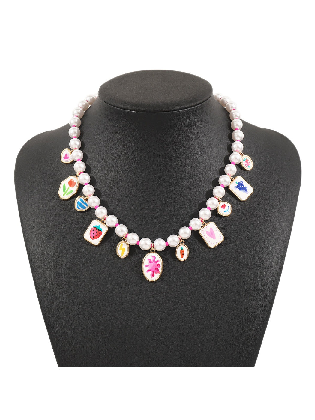 Neckit Mixed Charm Beaded Necklace displayed on a white background showing full length