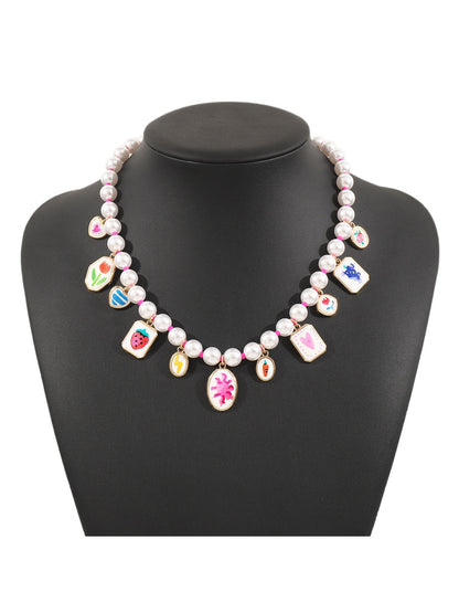 Neckit Mixed Charm Beaded Necklace displayed on a white background showing full length