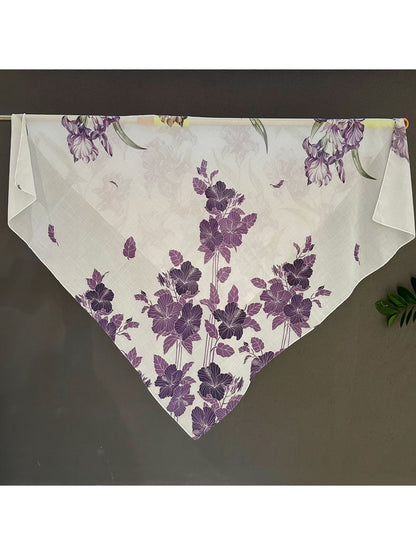 Scarvii - Elegant Purple Floral Print Square Scarf