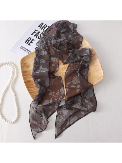Scarvii - Plaid Printed Long Narrow Scarf