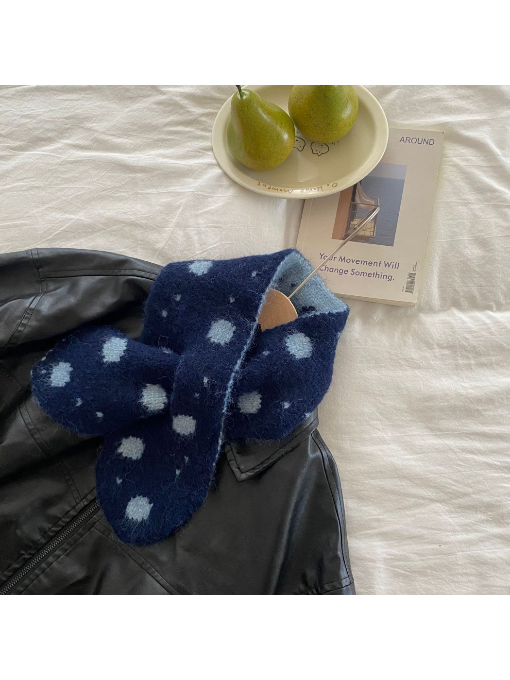Scarvii - Polka Dot Rounded End Knit Scarf
