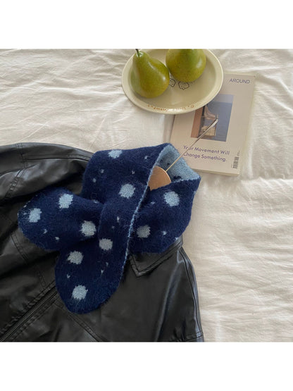 Scarvii - Polka Dot Rounded End Knit Scarf