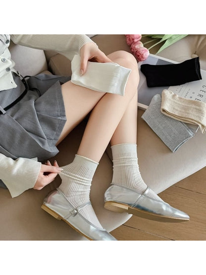 Rufia - Solid Colour Ribbed Crew Socks product image 2