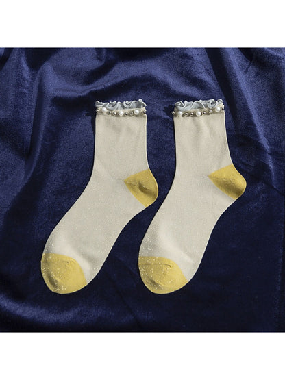 Rufia - Beaded Ruffle Cuff Crew Socks product image 10