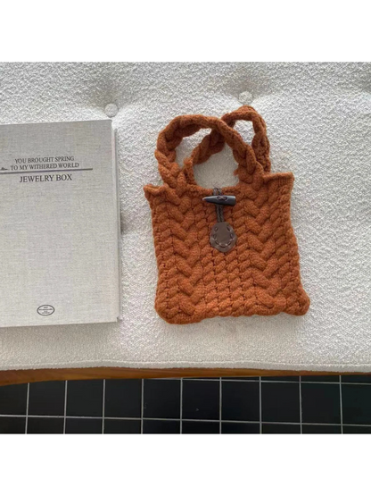 Cosbai - Chunky Textured Knit Mini Tote Bag