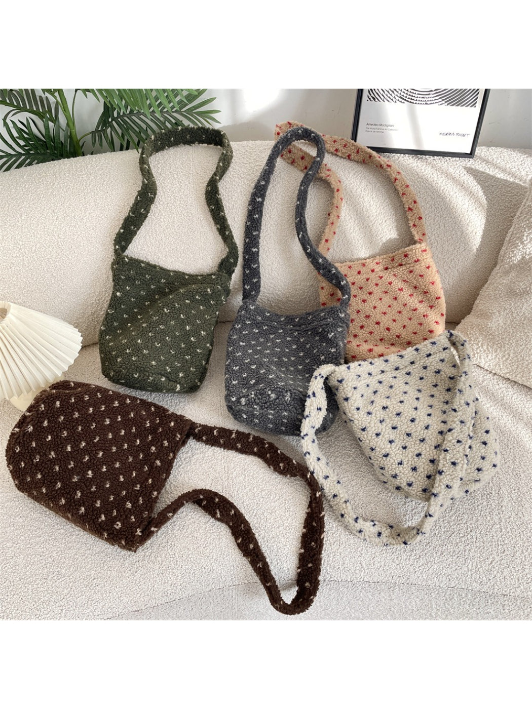 Cosbai – Soft Dot Pattern Shoulder Bag