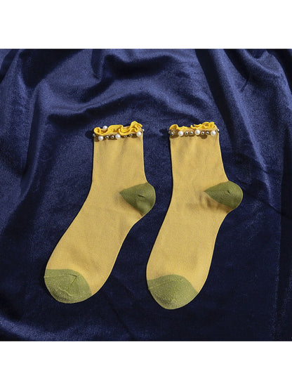 Rufia - Beaded Ruffle Cuff Crew Socks product image 5