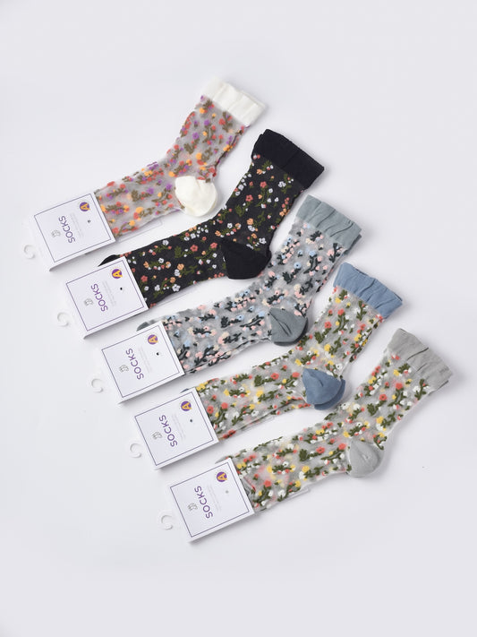 Rufia - Watercolor Vintage Floral Crew Socks