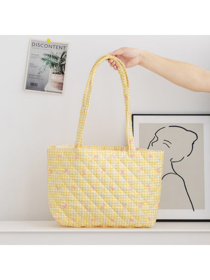 Cosbai - Bow and Floral Patterns Quilted Tote Bag