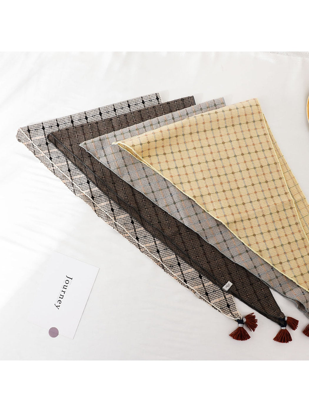 Scarvii - Plaid Fringe Retro Style Triangle Bandana