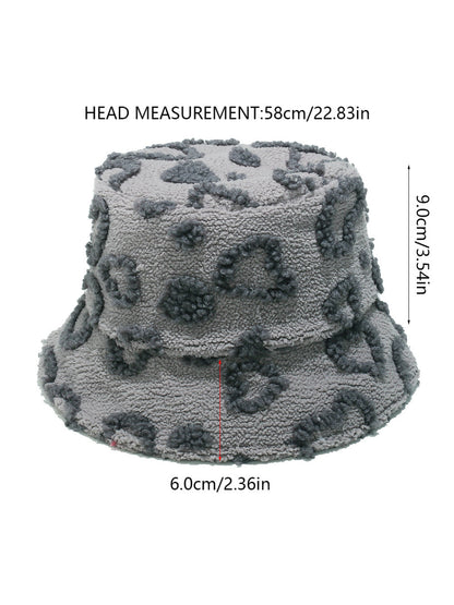 Haila Leopard Texture Fuzzy Bucket Hat