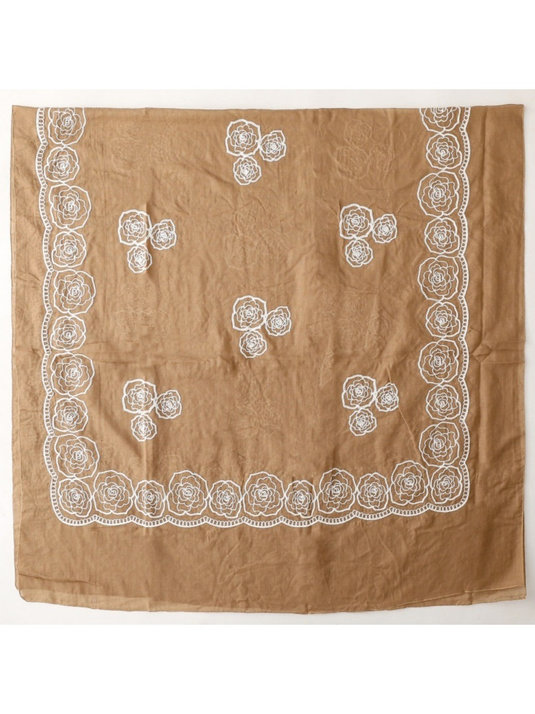 Scarvii - Elegant Scarf & Shawl with Rose Embroidered
