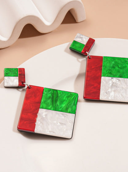 Earwish - Geometric Acrylic Color-Block Earrings – Bold & Modern