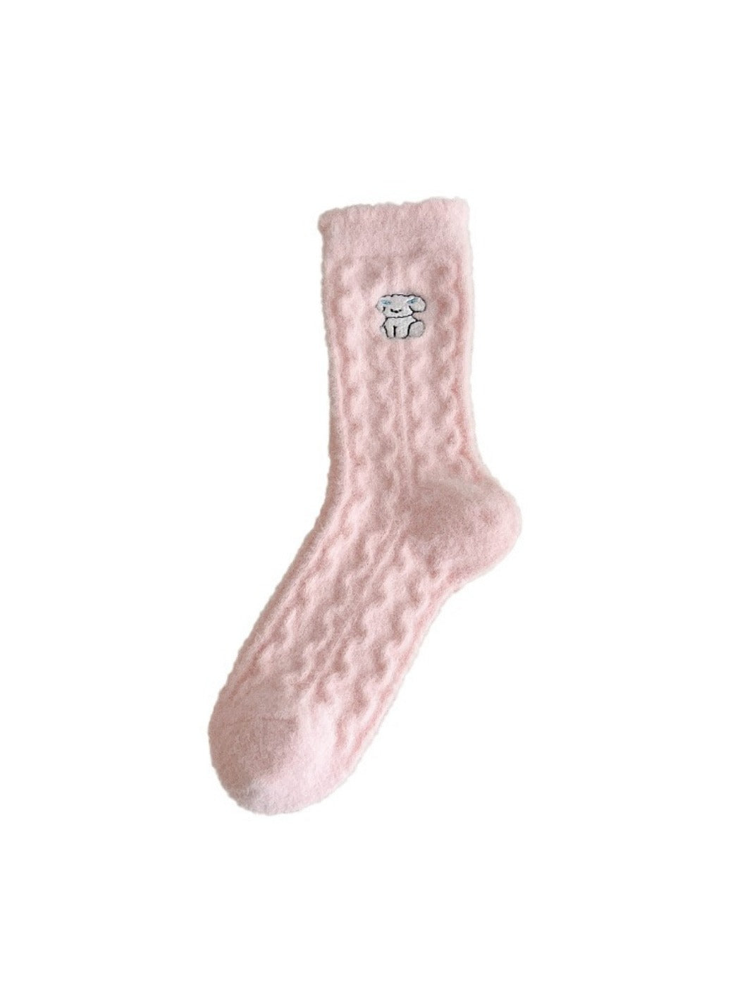 Rufia - Cute Soft Thick Winter Socks - Pink & White