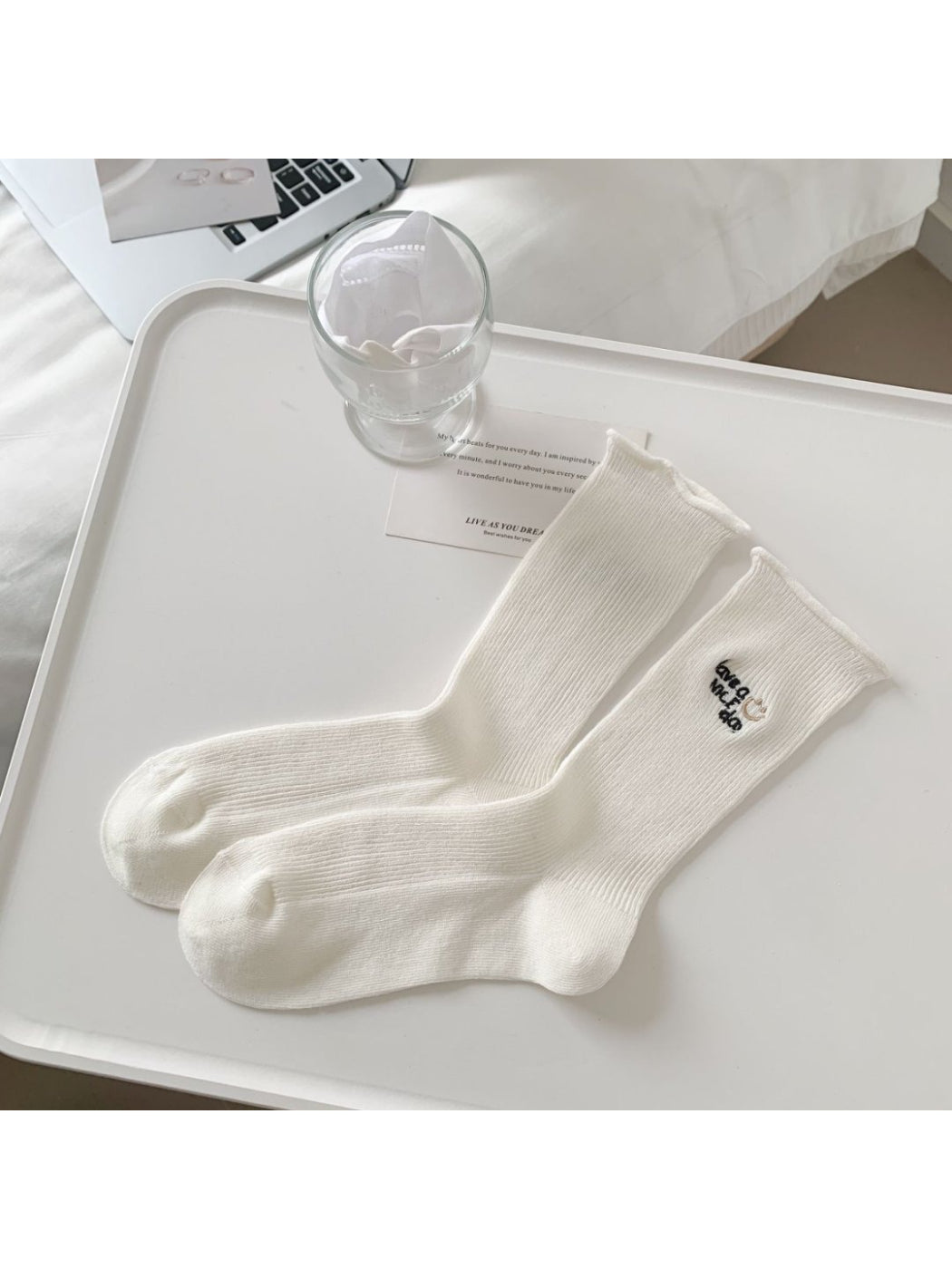 Rufia - Have a Nice Day Embroidered Crew Socks