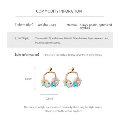 Earwish - Beige Floral Hoop Earrings - Romantic & Charming