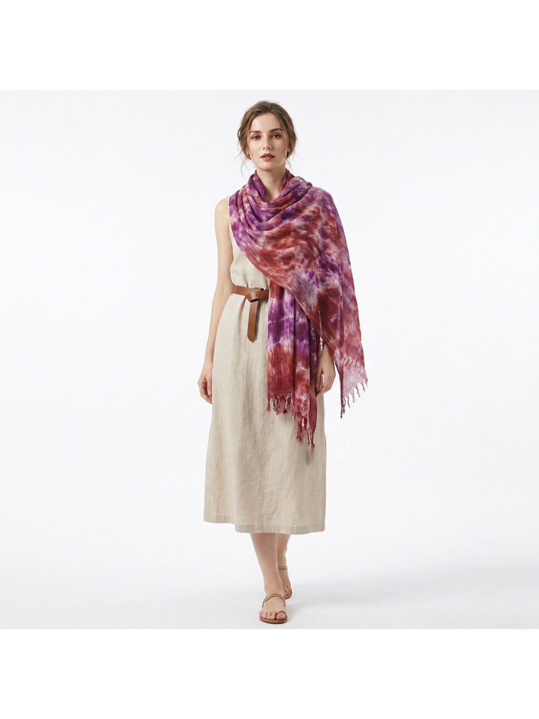 Scarvii - Abstract Mottled Tie-Dye Fringe Scarf