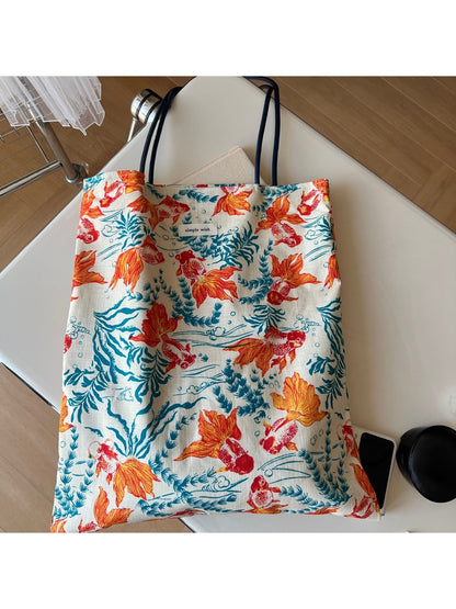 Cosbai - Ethnic Print Vertical Tote Bag