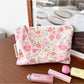 Side view of Cosbai floral cartoon cosmetic bag highlighting the colorful floral cartoon pattern